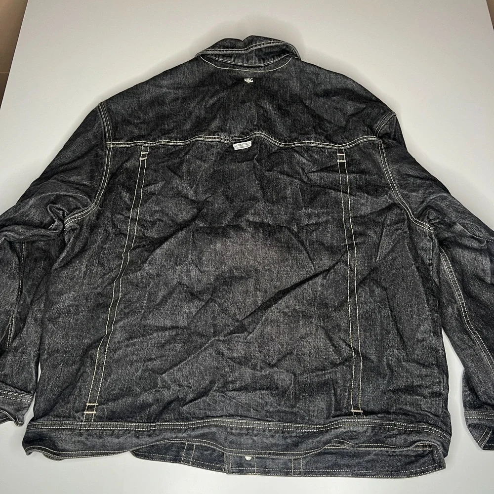 Rocawear Denim Jacket XL Black Jean Coat Hip Hop Streetwear Y2K 90s Style
